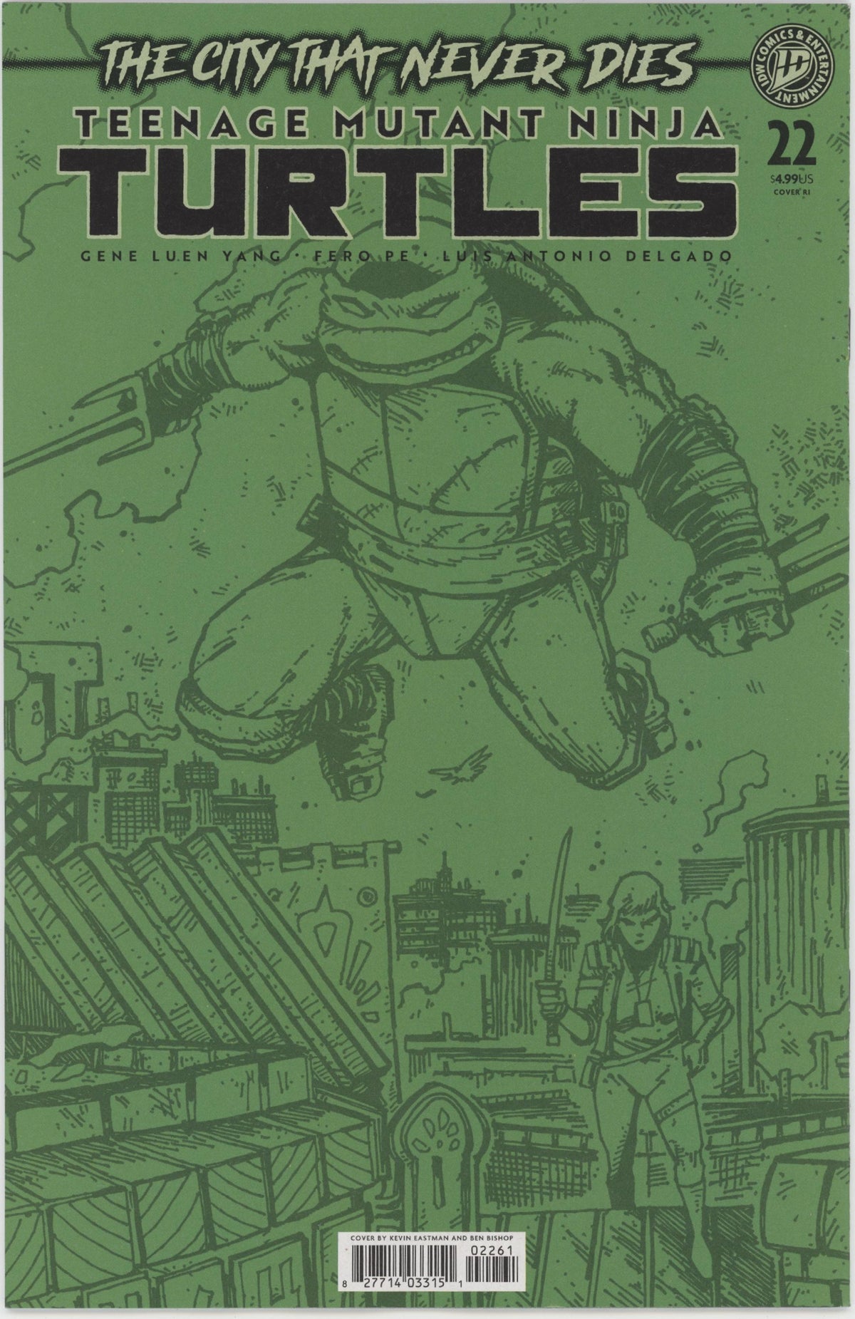 Teenage Mutant Ninja Turtles #22 Variant RIA (10) (Eastman & Bishop Black & White Full Art)