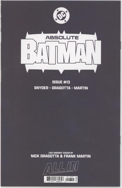 Absolute Batman #13 Cover I 1 in 50 Nick Dragotta Virgin Card Stock Variant