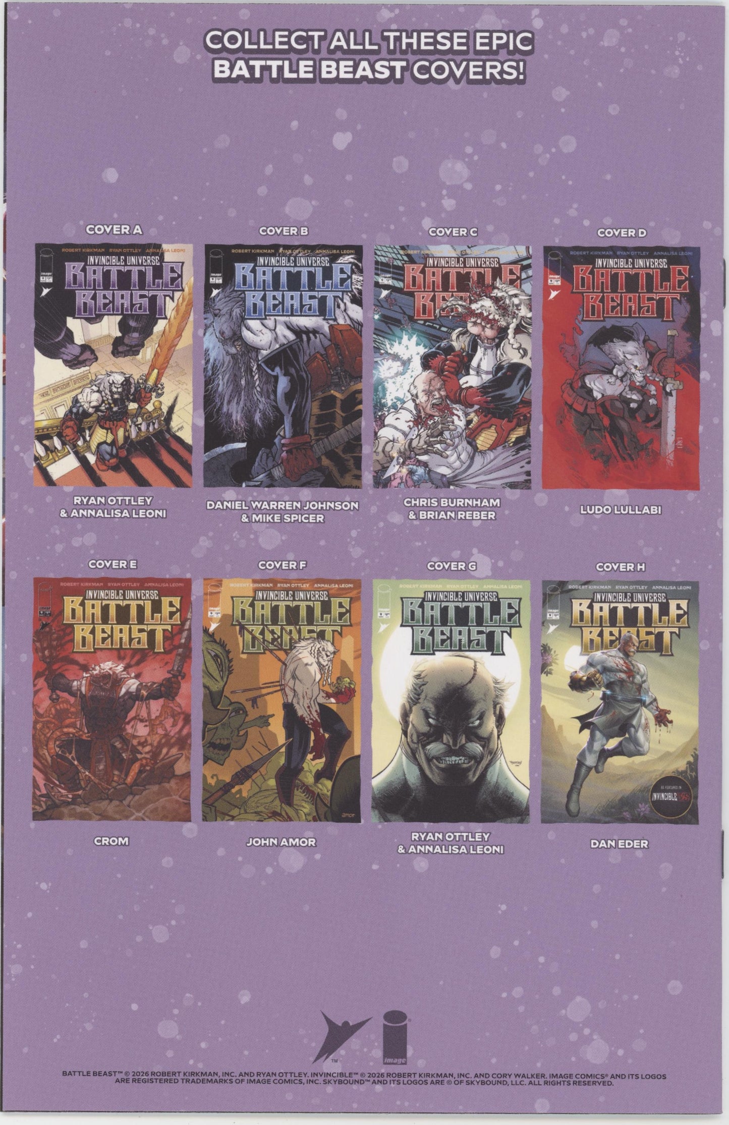 Invincible Universe Battle Beast #9 Cover C 1 in 10 Chris Burnham & Brian Reber Variant