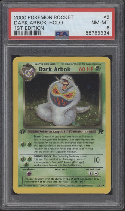 Dark Arbok Pokemon Team Rocket Holo 1st Edition #2 PSA 8