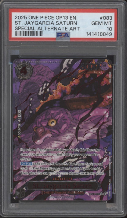 The Five Elders One Piece OP13 Special Alternate Art PSA 10 Sequential Set of 5