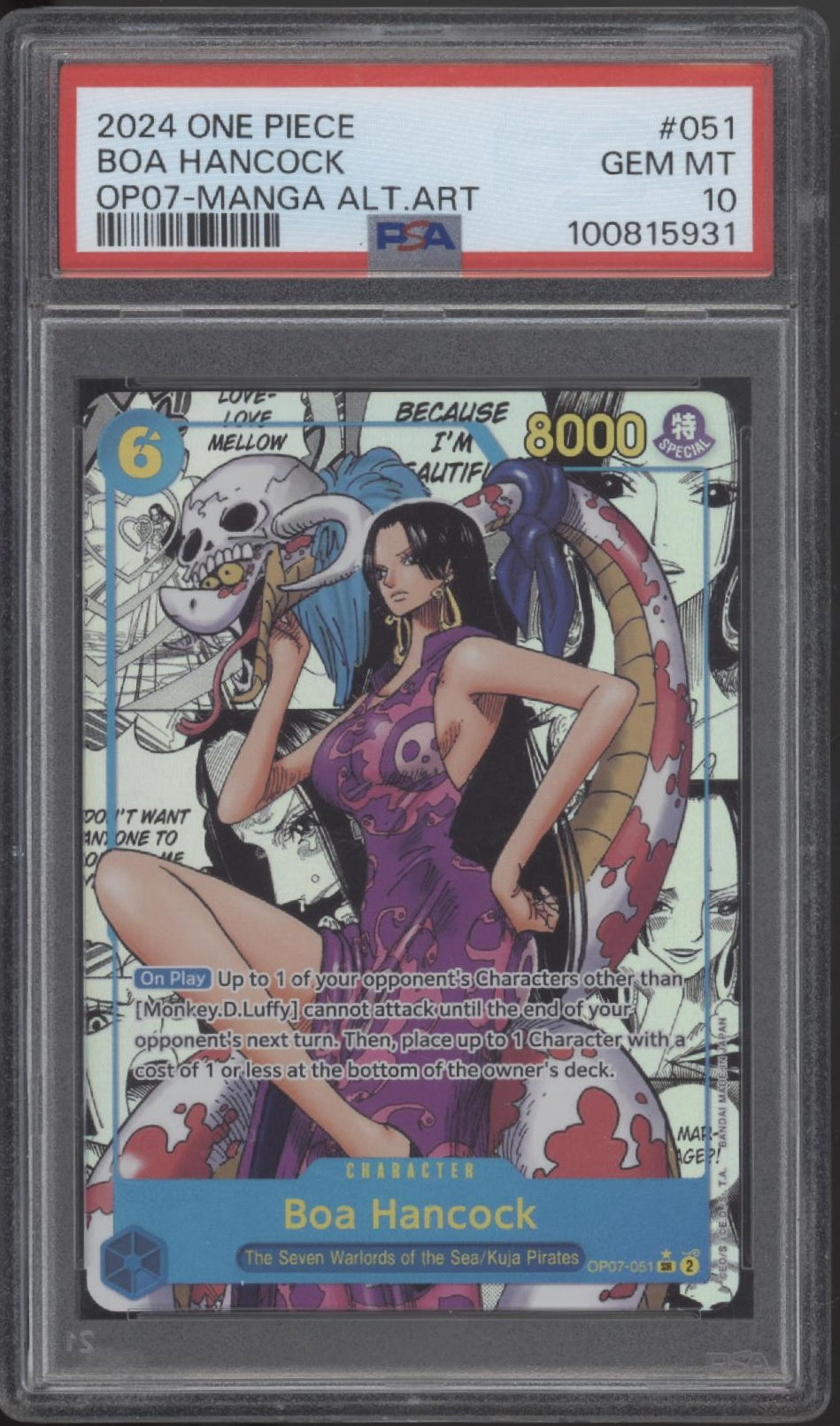 Boa Hancock One Piece Card Game OP07 Manga Alternate Art #051 PSA 10 #1