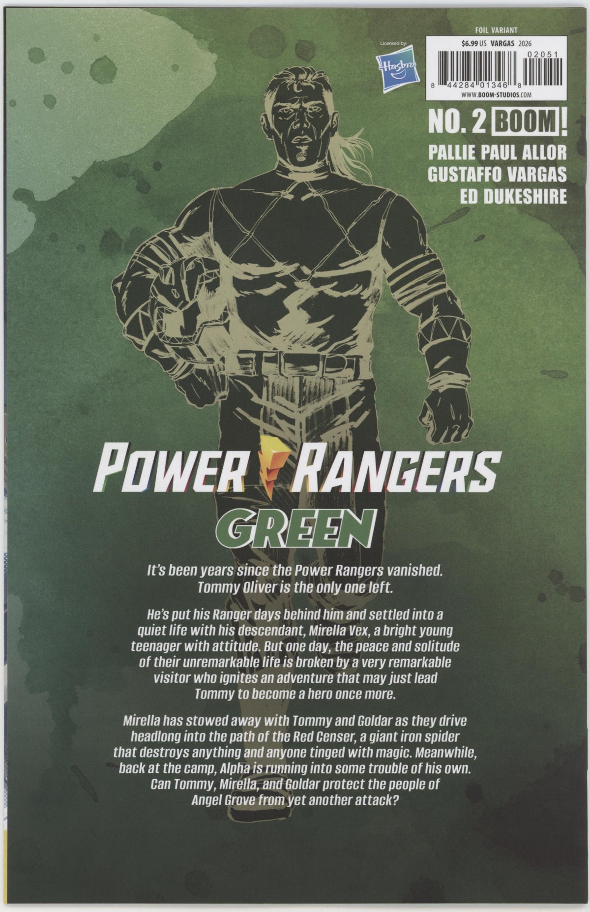 Power Rangers Green #2 E 1 in 10 Variant Edition Foil Variant (Full Art, Foil, Vargas)