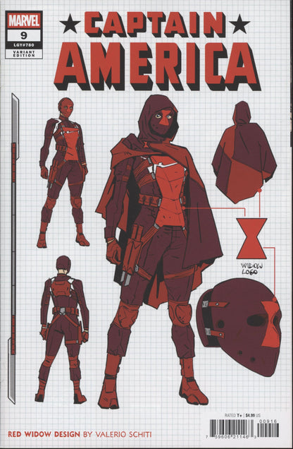 Captain America #9E Valerio Schiti Design Variant
