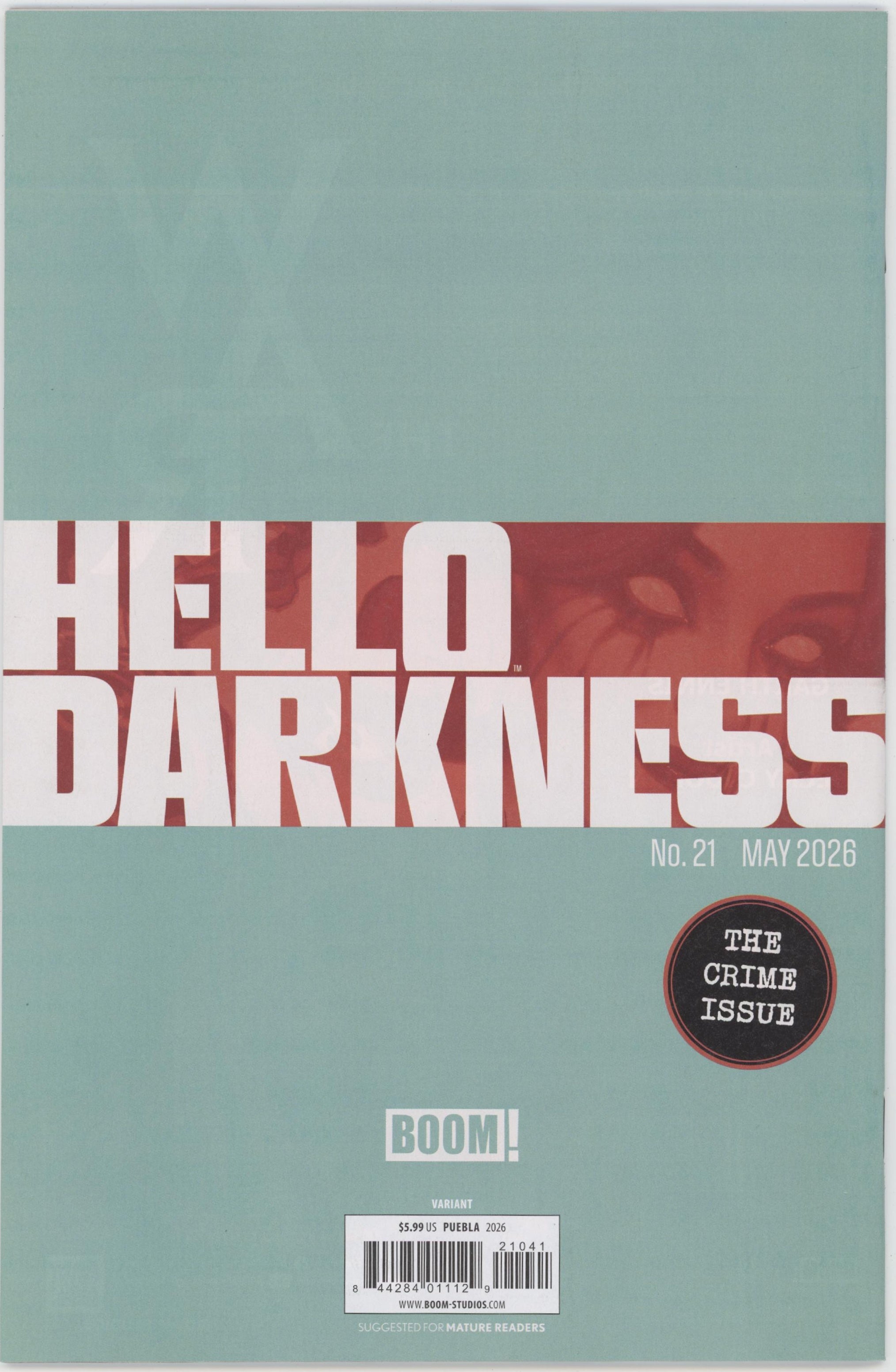Hello Darkness #21 D 1 in 10 Variant Edition (Full Art, Puebla)、Boom! Entertainment、kayou