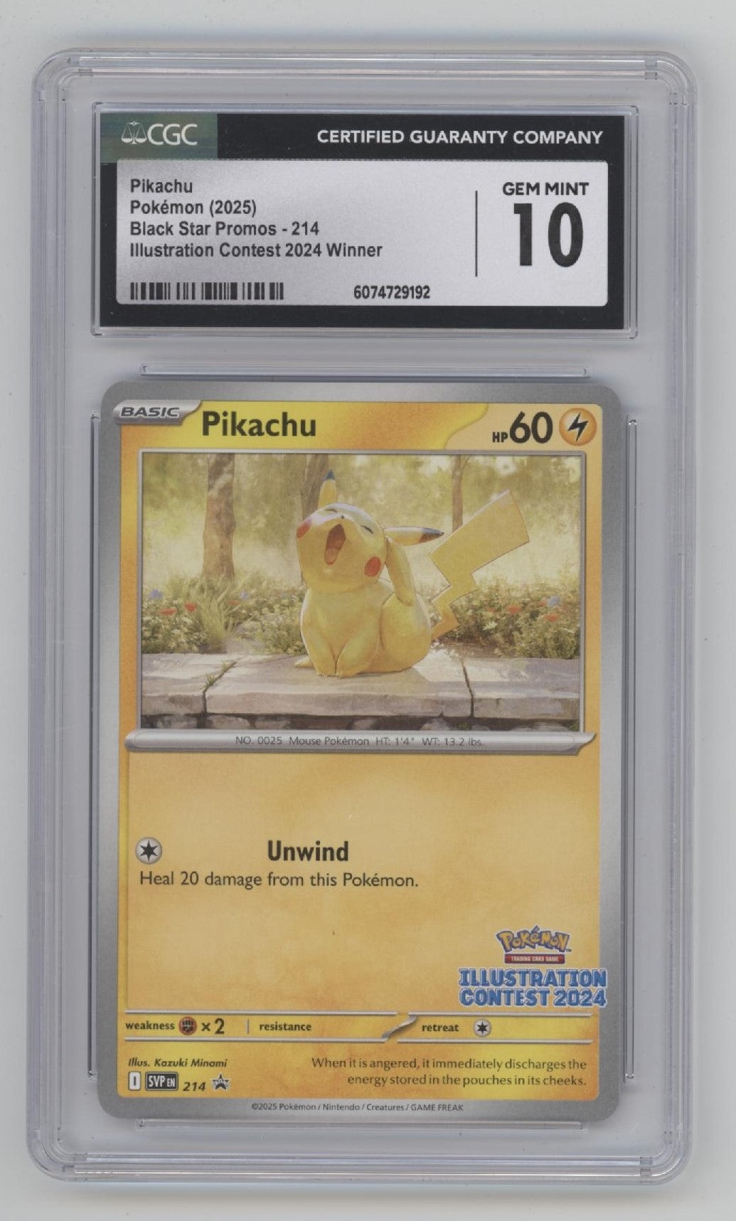 Pikachu Pokemon Black Star Promo Promo Illustration Contest 2024 #214 CGC 10 #2