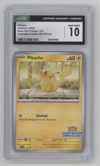 Pikachu Pokemon Black Star Promo Promo Illustration Contest 2024 #214 CGC 10 #2