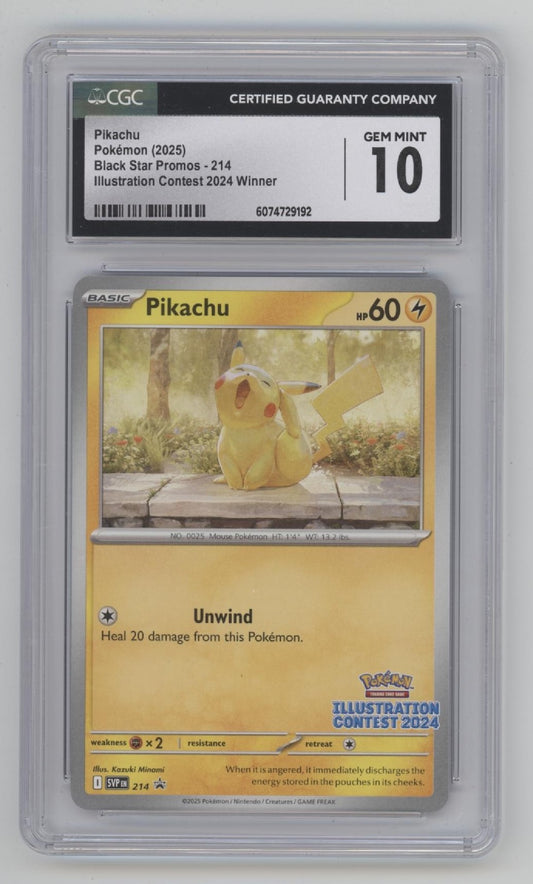 Pikachu Pokemon Black Star Promo Promo Illustration Contest 2024 #214 CGC 10 #2