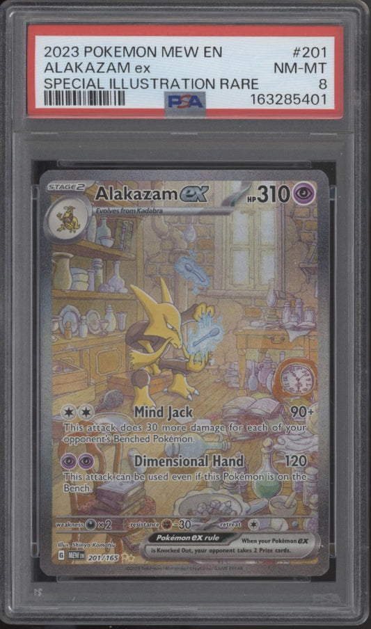 Alakazam ex Pokemon 151 Special Illustration Rare #201 PSA 8