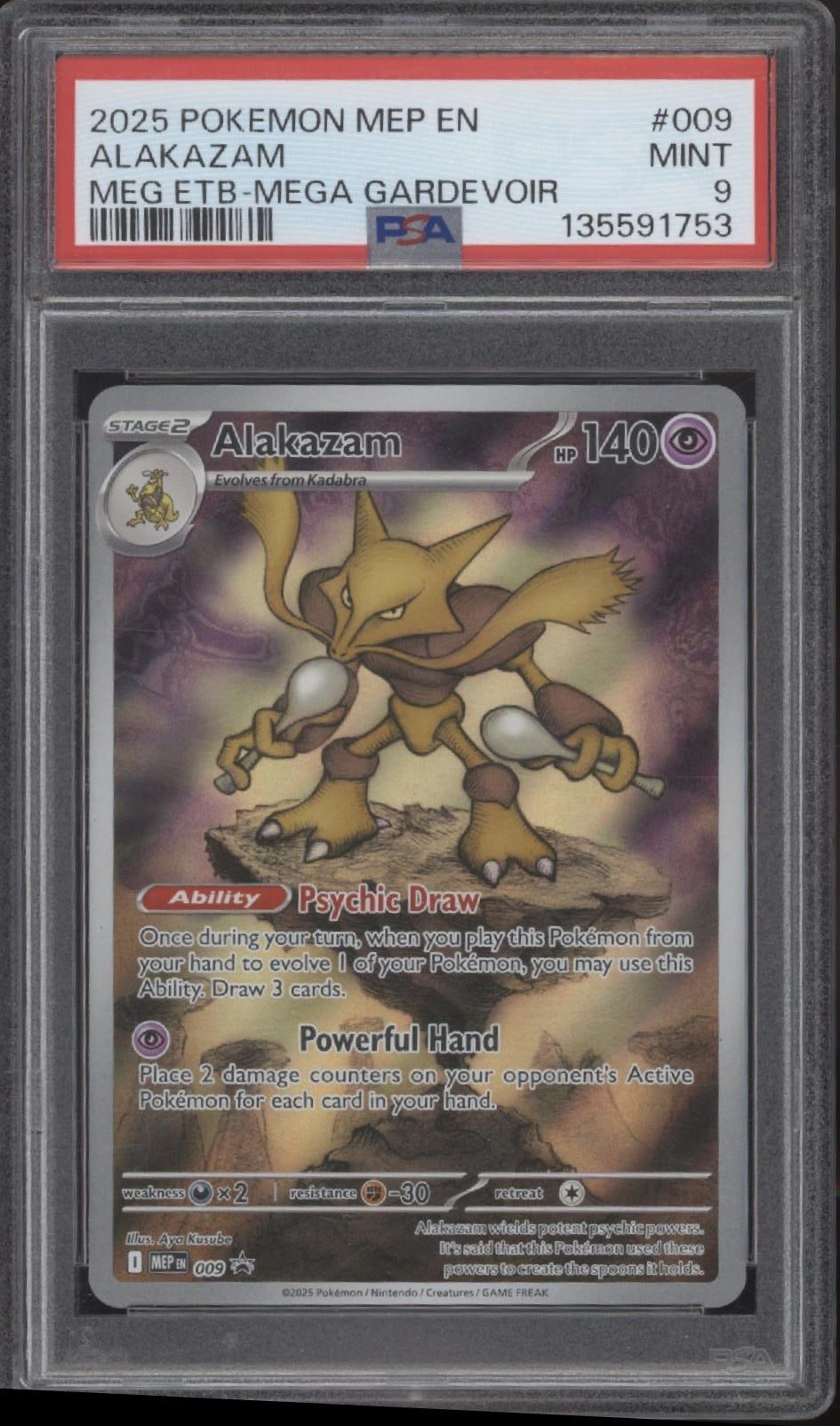 Alakazam Pokemon Mega Evolution Elite Trainer Box Mega Gardevoir #009 PSA 9