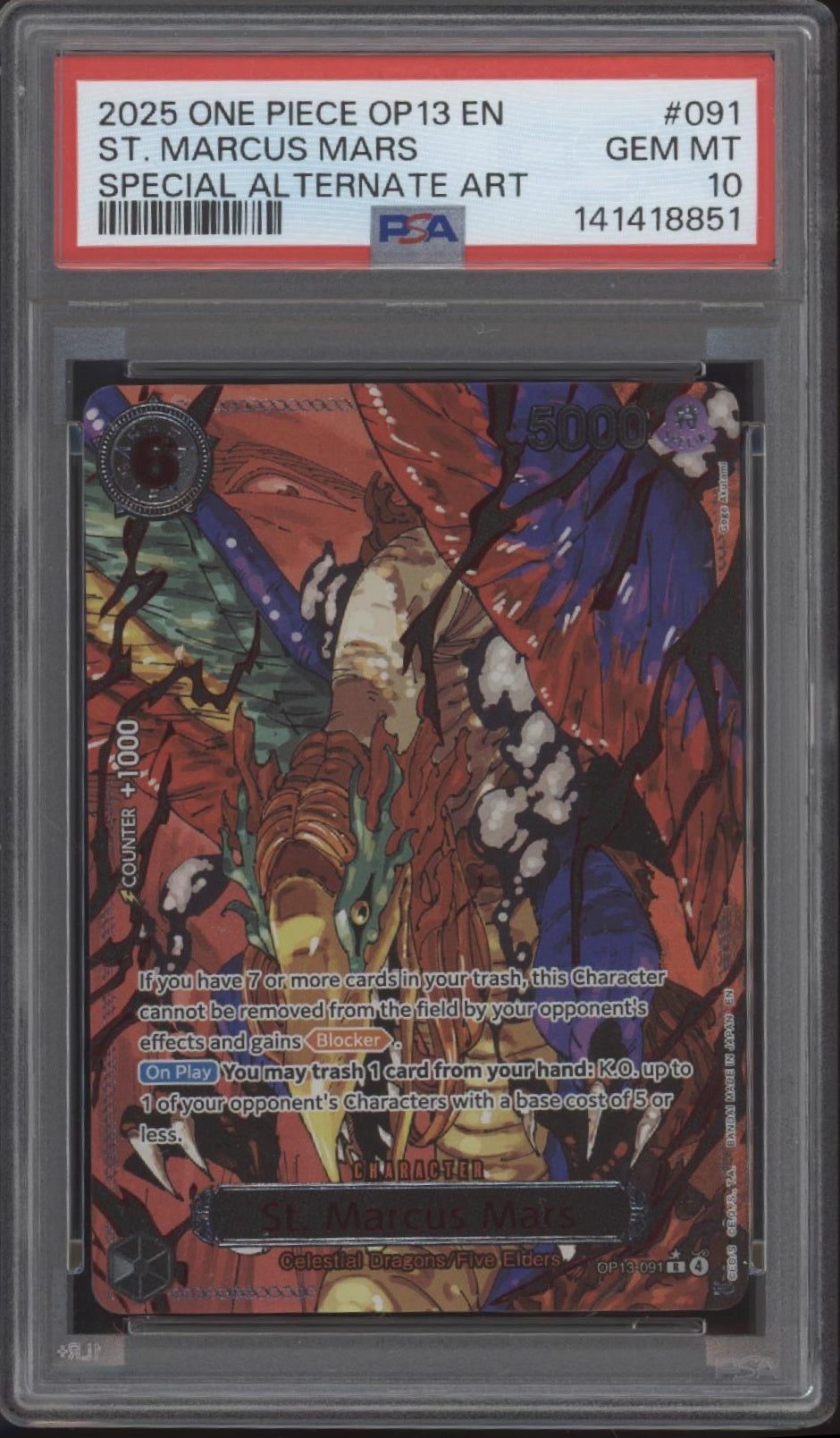 The Five Elders One Piece OP13 Special Alternate Art PSA 10 Sequential Set of 5