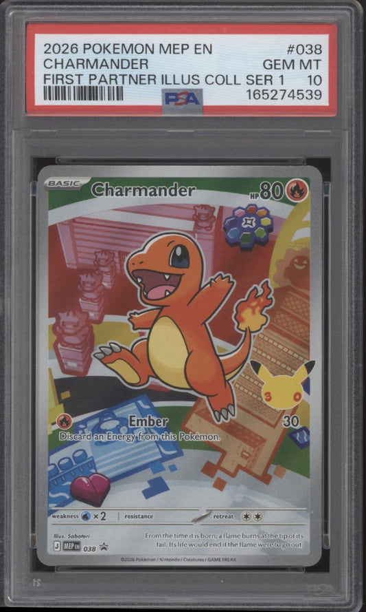 Charmander Pokemon First Partner Illustration Collection Series 1 #038 PSA 10