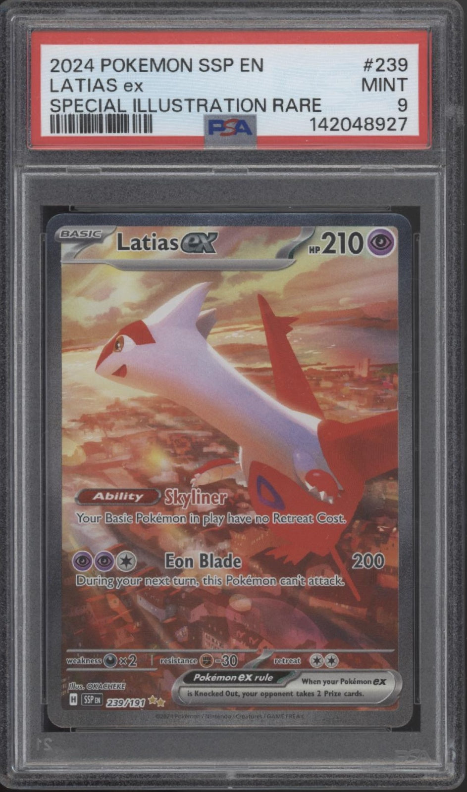 Latias ex Pokemon Surging Sparks Special Illustration Rare #239 PSA 9