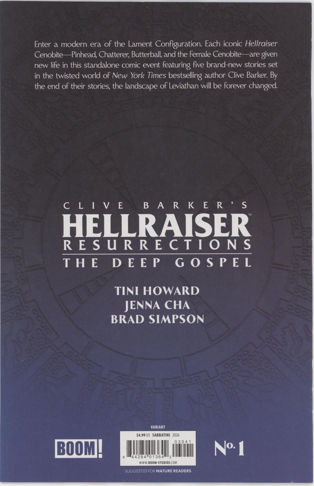 Hellraiser: Resurrections The Deep Gospel #1 D 1 in 10 Variant Edition (Full Art, Sabbatini)