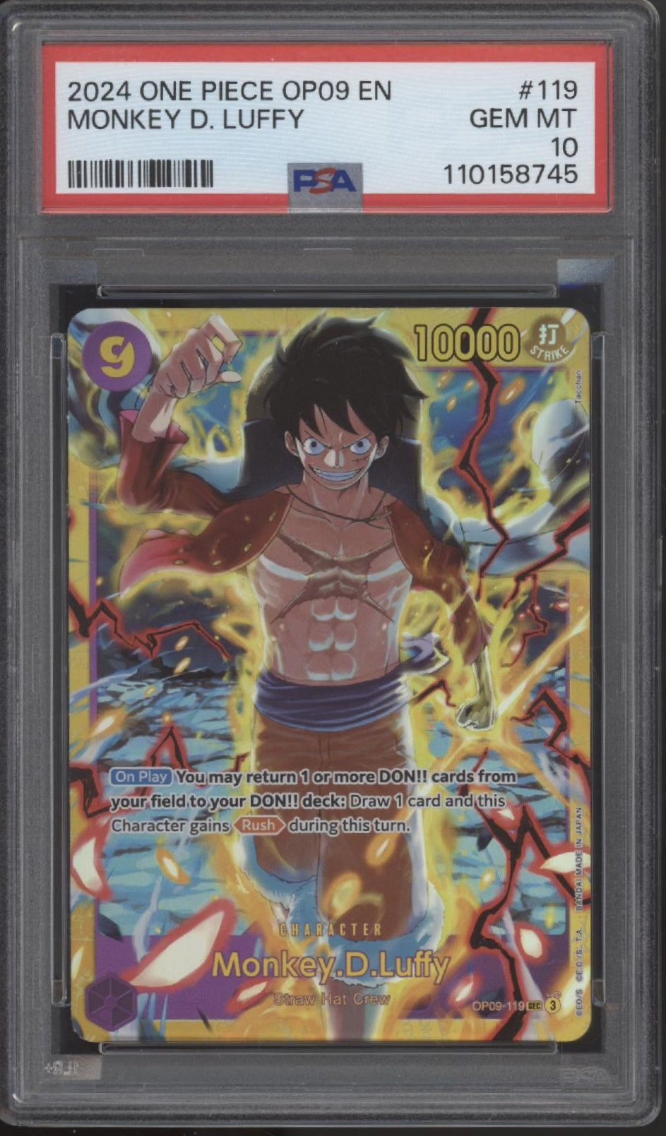 Monkey D Luffy One Piece Card Game Emperors in the New World #119 PSA 10