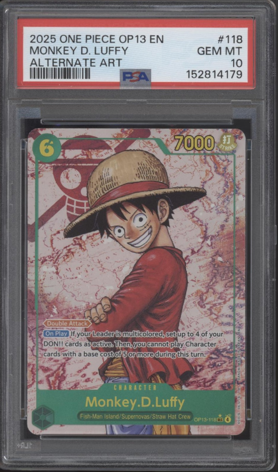 Monkey D Luffy One Piece Card Game OP13 Alternate Art #118 PSA 10 #1