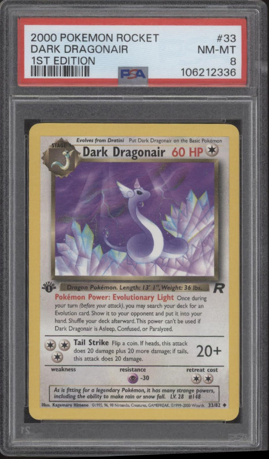 Dark Dragonair Pokemon Team Rocket 1st Edition #33 PSA 8