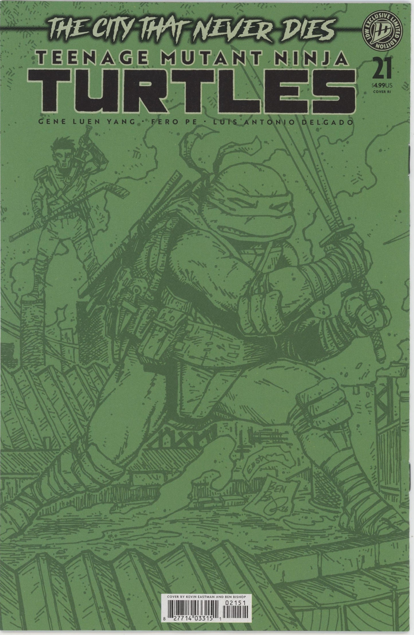 Teenage Mutant Ninja Turtles #21RIA (10) (Eastman & Bishop Black & White Full Art)