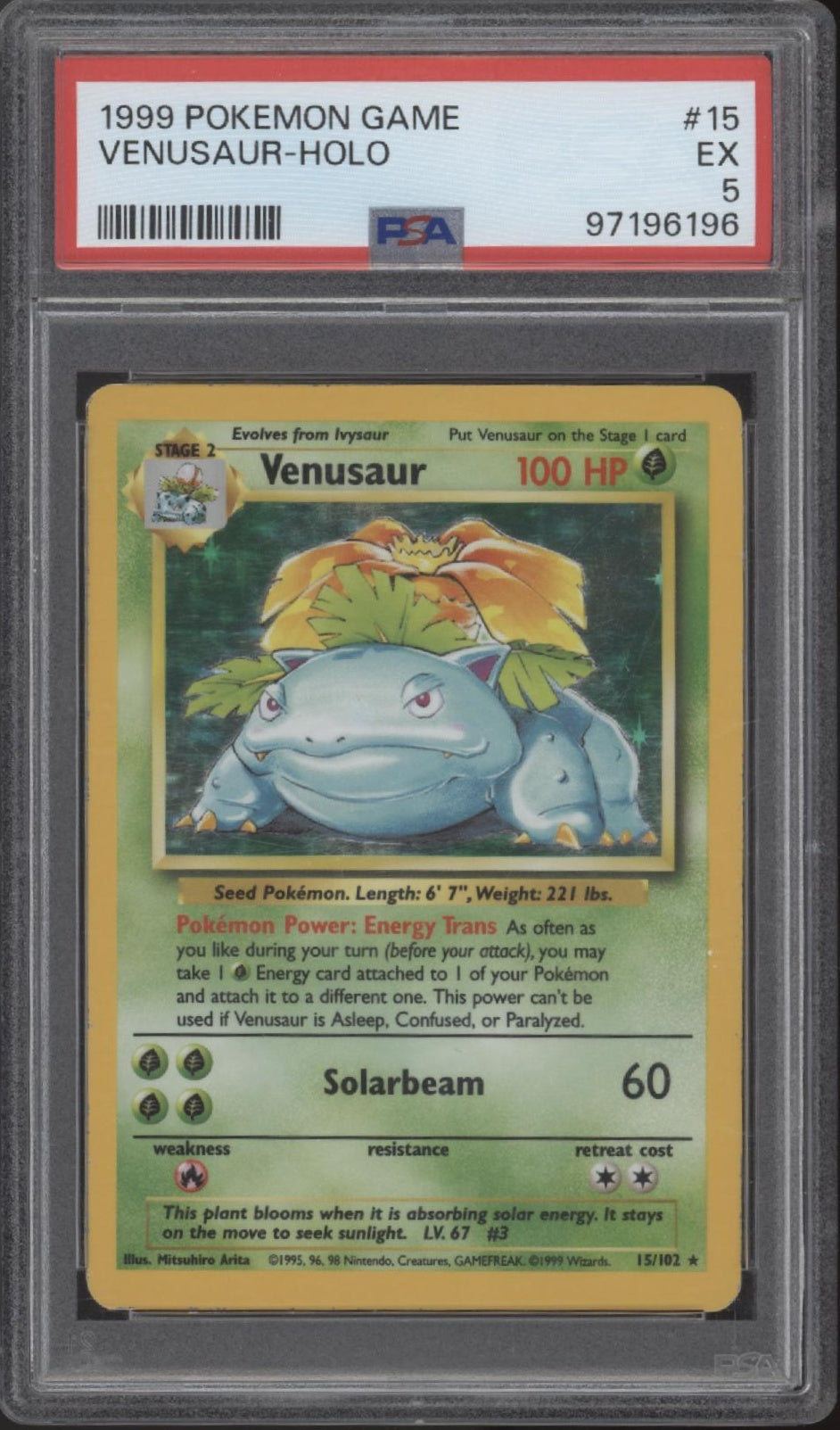 Venusaur Pokemon Base Set Holo #15 PSA 5