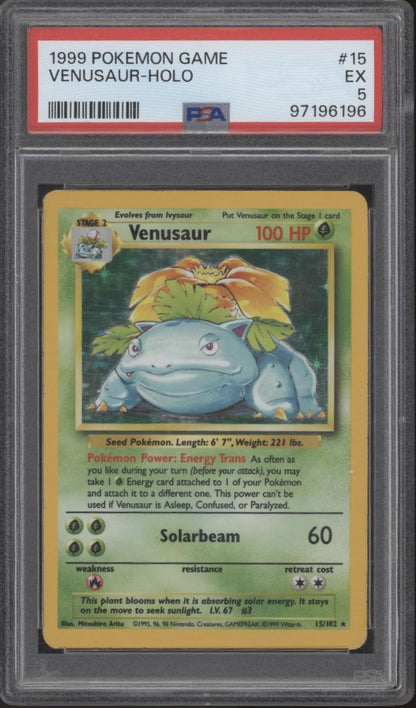 Venusaur Pokemon Base Set Holo #15 PSA 5