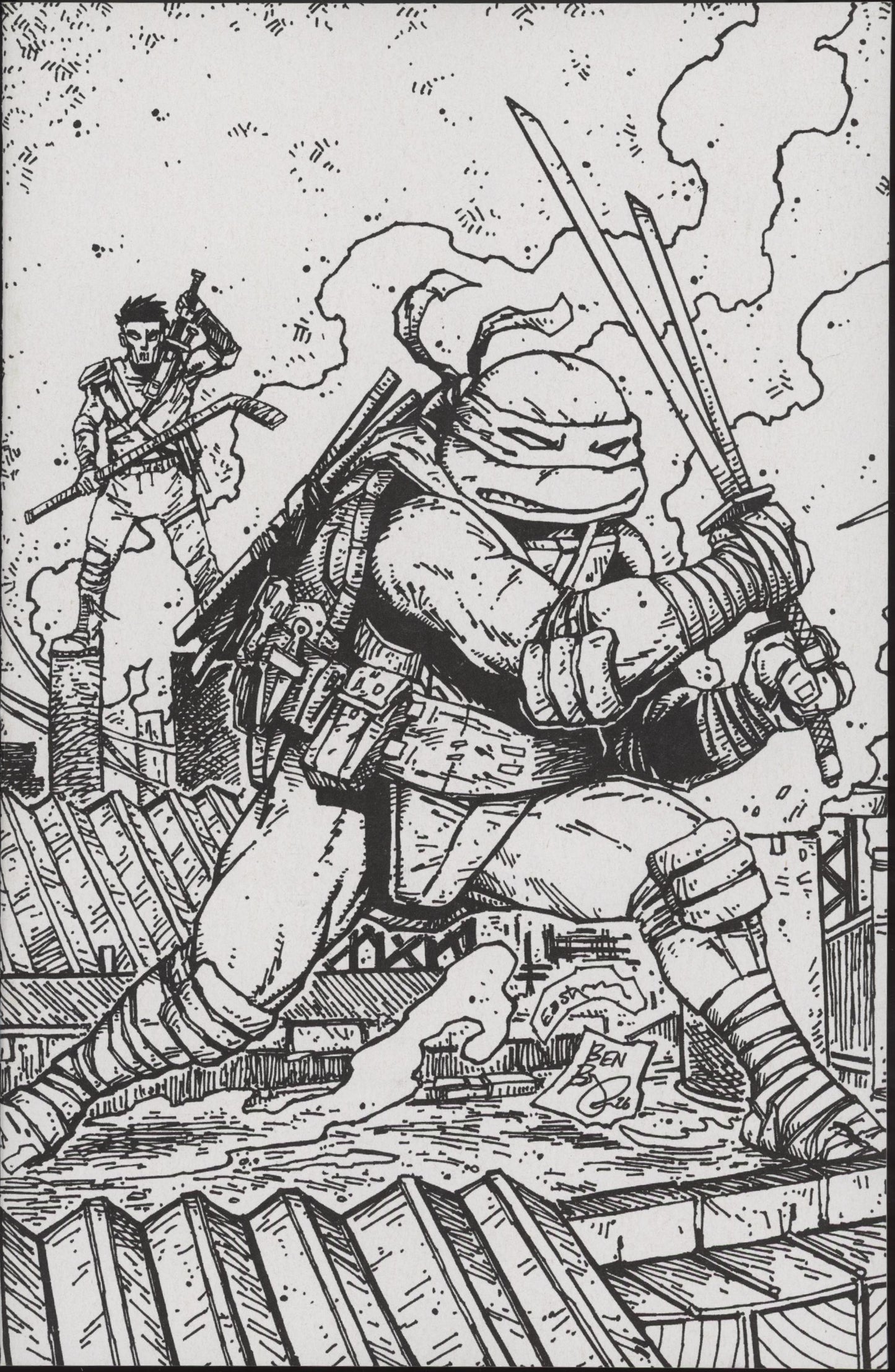 Teenage Mutant Ninja Turtles #21RIA (10) (Eastman & Bishop Black & White Full Art)