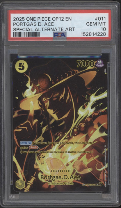 Portgas D Ace One Piece Card Game OP12 Special Alternate Art #011 PSA 10