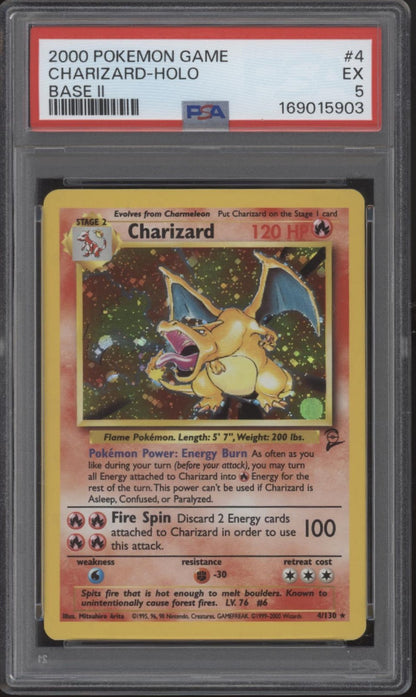 Charizard Pokemon Base Set 2 Holo #4 PSA 5