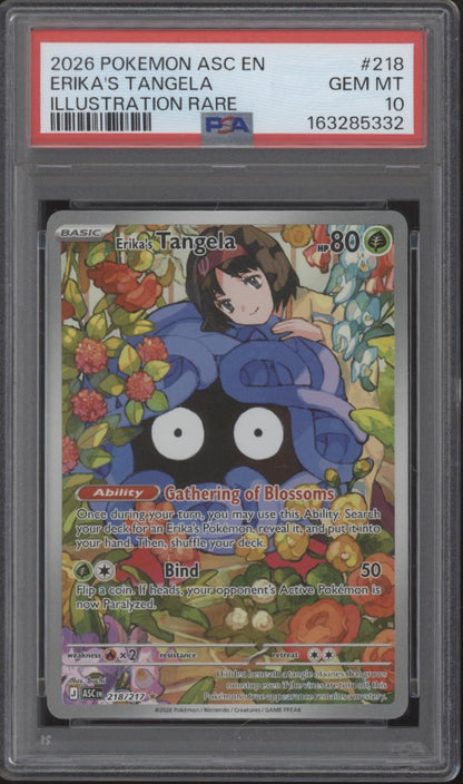 Erika's Tangela Pokemon Ascended Heroes Illustration Rare #218 PSA 10