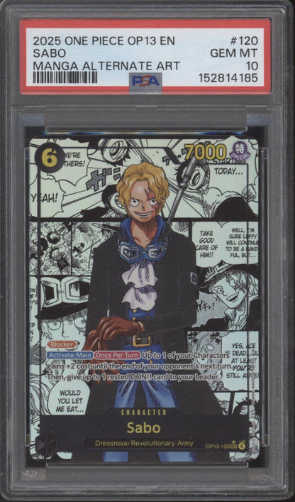 Sabo One Piece Card Game OP13 Manga Alternate Art #120 PSA 10
