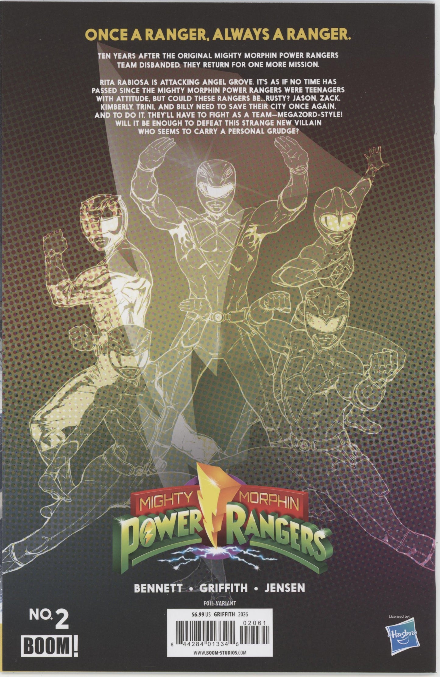 Mighty Morphin Power Rangers (2026) #2 F 1 in 10 Variant Edition Foil Variant (Full Art, Foil, Griffith)