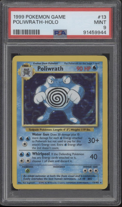 Poliwrath Pokemon Base Set Holo #13 PSA 9