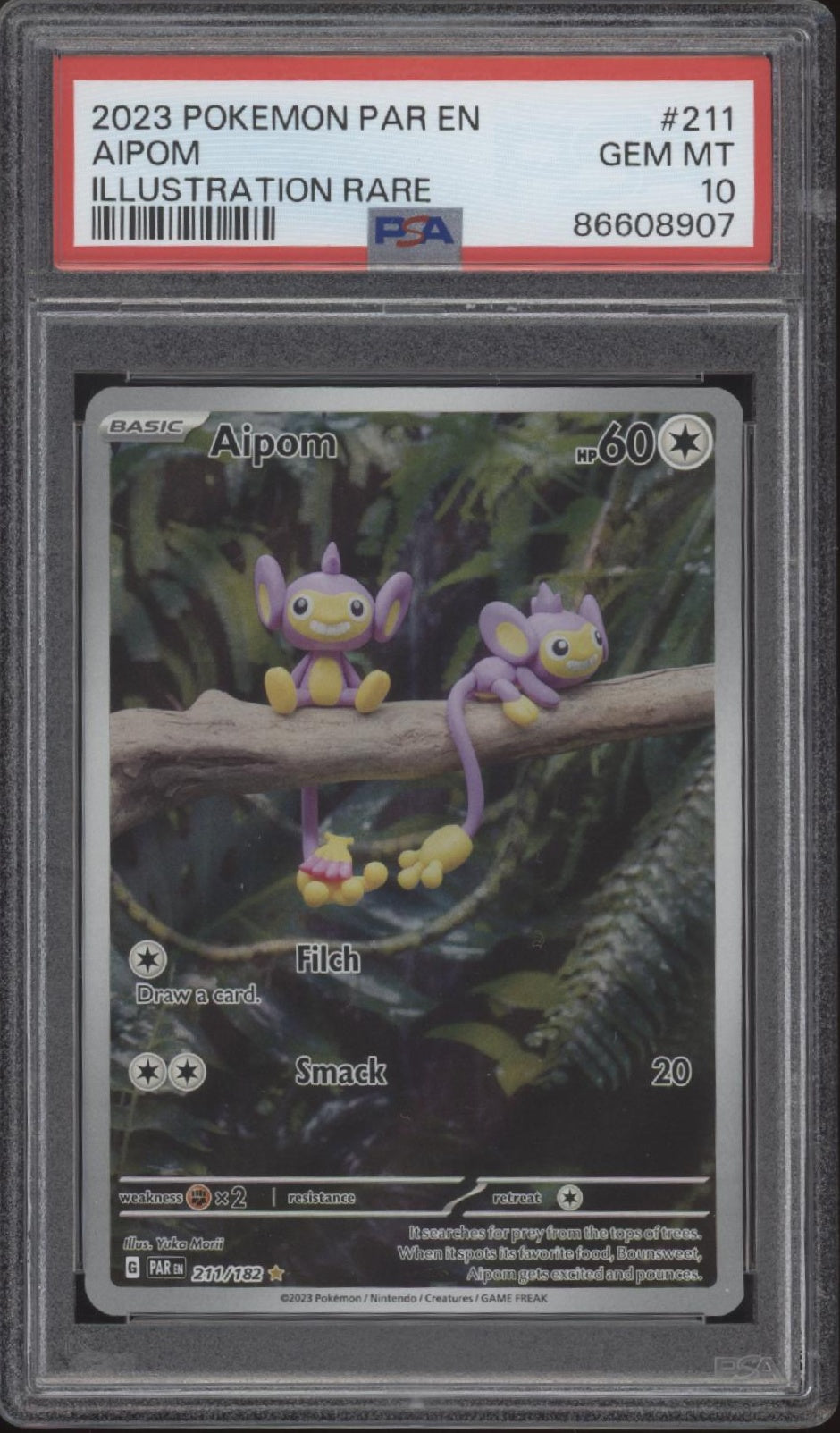 Aipom Pokemon Paradox Rift Illustration Rare #211 PSA 10、Collector Store LLC Gaming、kayou