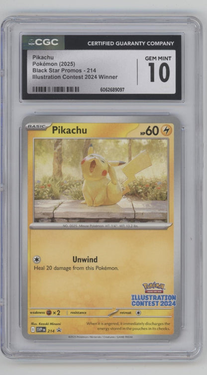 Pikachu Pokemon Black Star Promo Promo Illustration Contest 2024 #214 CGC 10 #3