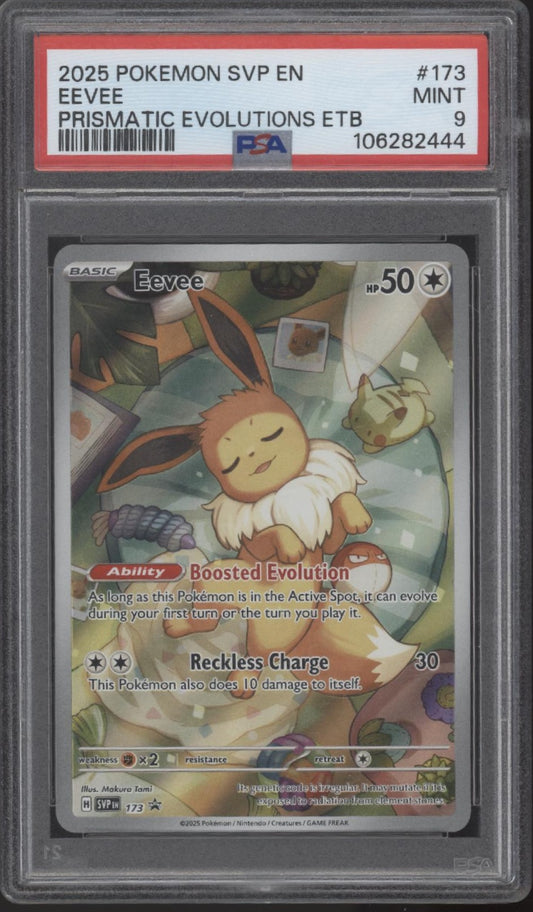 Eevee Pokemon Prismatic Evolutions Elite Trainer Box #173 PSA 9 #2