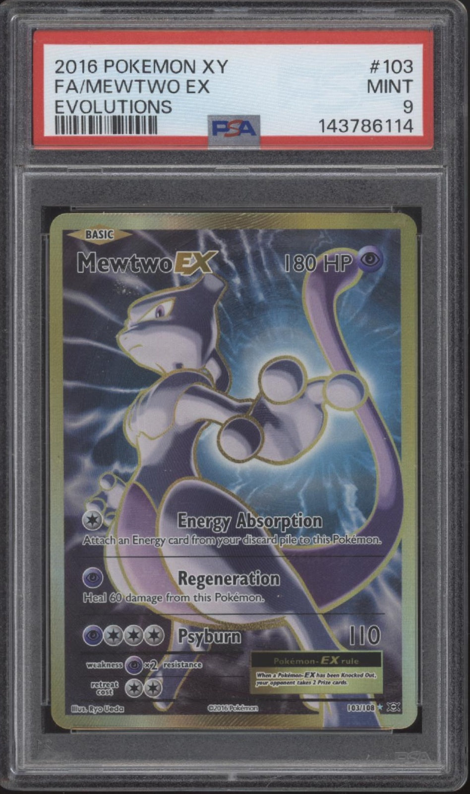 Mewtwo ex Pokemon XY Evolutions Full Art #103 PSA 9