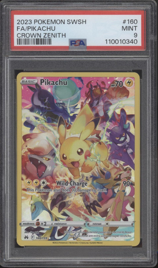 Pikachu Pokemon Crown Zenith Full Art #160 PSA 9 #1
