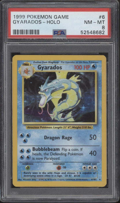 Gyarados Pokemon Base Set Holo #6 PSA 8