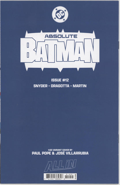 Absolute Batman #12 Cover F 1 in 50 Paul Pope Virgin Card Stock Variant
