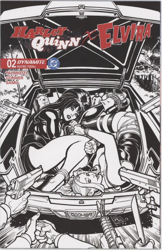 Harley Quinn X Elvira #2 Cover M 1 in 10 Chad Hardin Line Art Variant