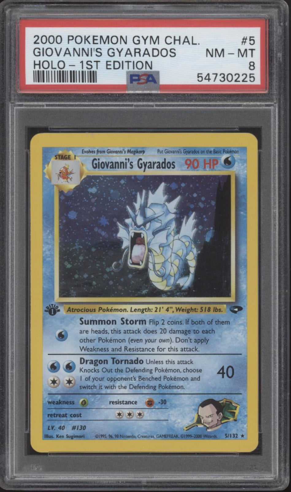 Giovanni's Gyarados Pokemon Gym Challenge Holo 1st Edition #5 PSA 8