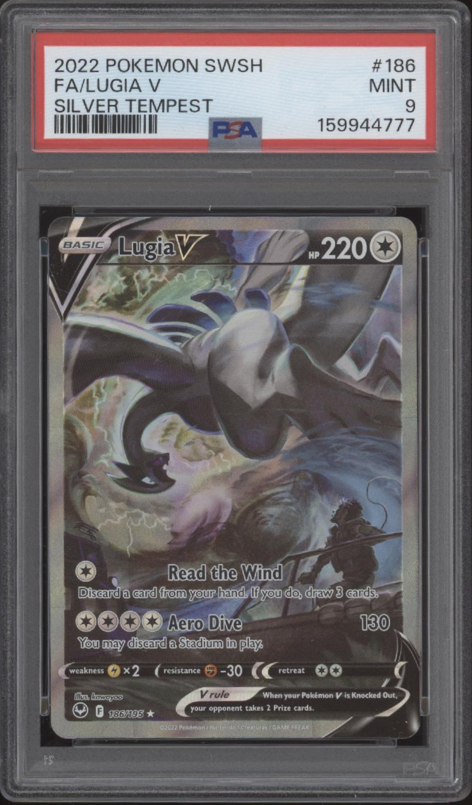 Lugia V Pokemon Silver Tempest Full Art #186 PSA 9