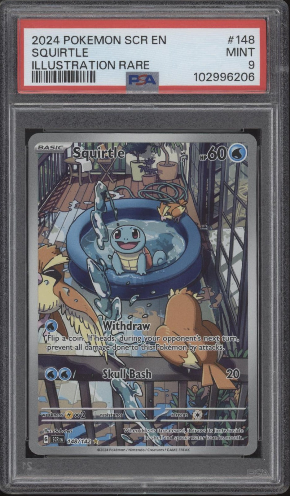 Squirtle Pokemon Stellar Crown Illustration Rare #148 PSA 9
