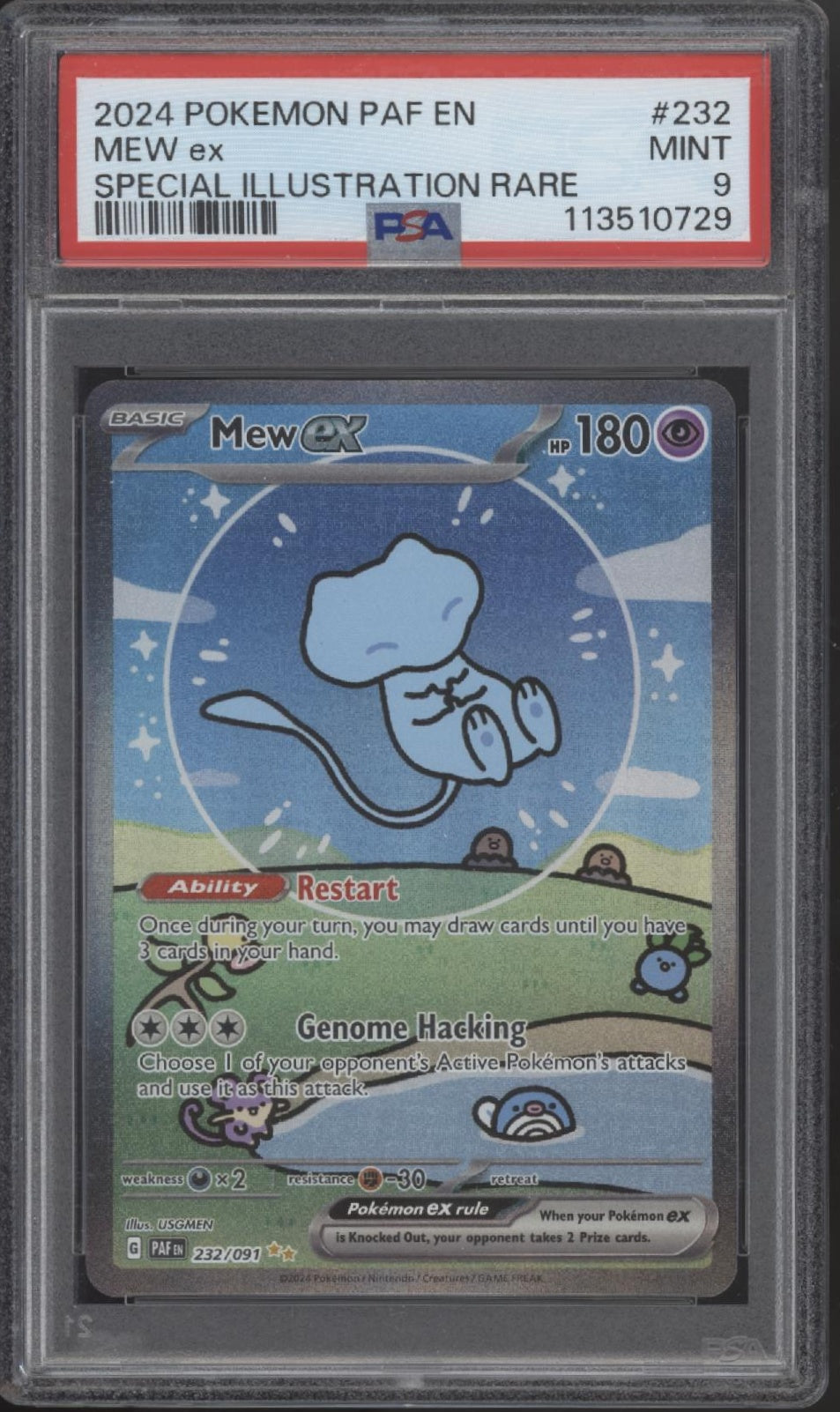 Mew ex Pokemon Paldean Fates Special Illustration Rare #232 PSA 9