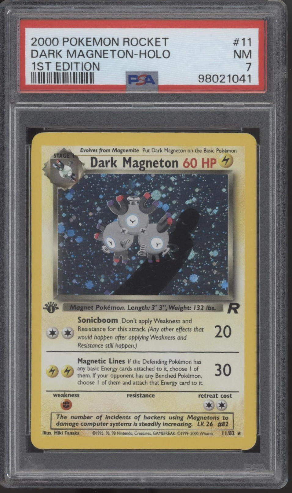 Dark Magneton Pokemon Team Rocket Holo 1st Edition #11 PSA 7