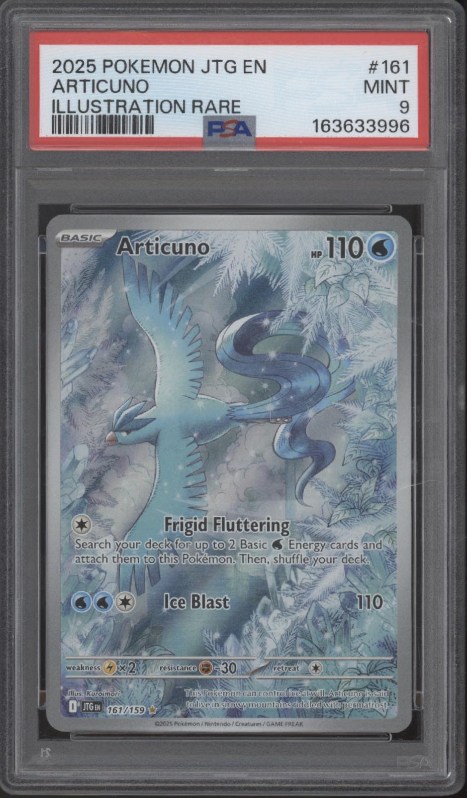 Articuno Pokemon Journey Together Illustration Rare #161 PSA 9
