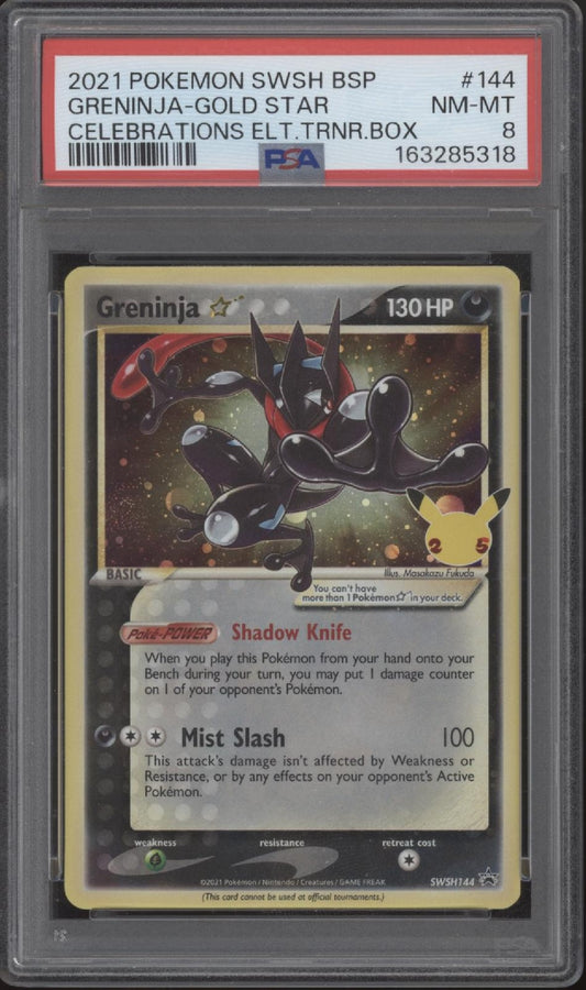 Greninja Gold Star Pokemon Celebrations Elite Trainer Box #144 PSA 8 #2