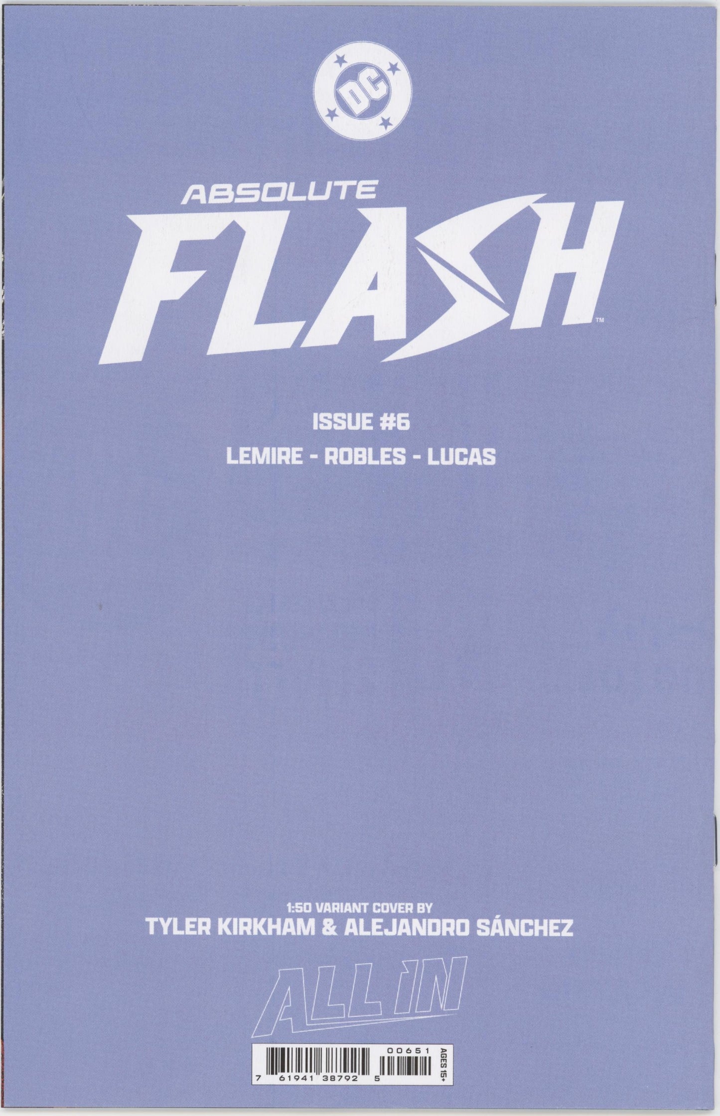 Absolute Flash #6 Cover E 1 in 50 Tyler Kirkham Virgin Card Stock Variant