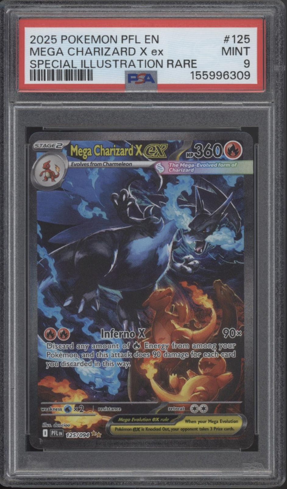 Mega Charizard X ex Pokemon Phantasmal Flames Special Illustration #125 PSA 9 #1