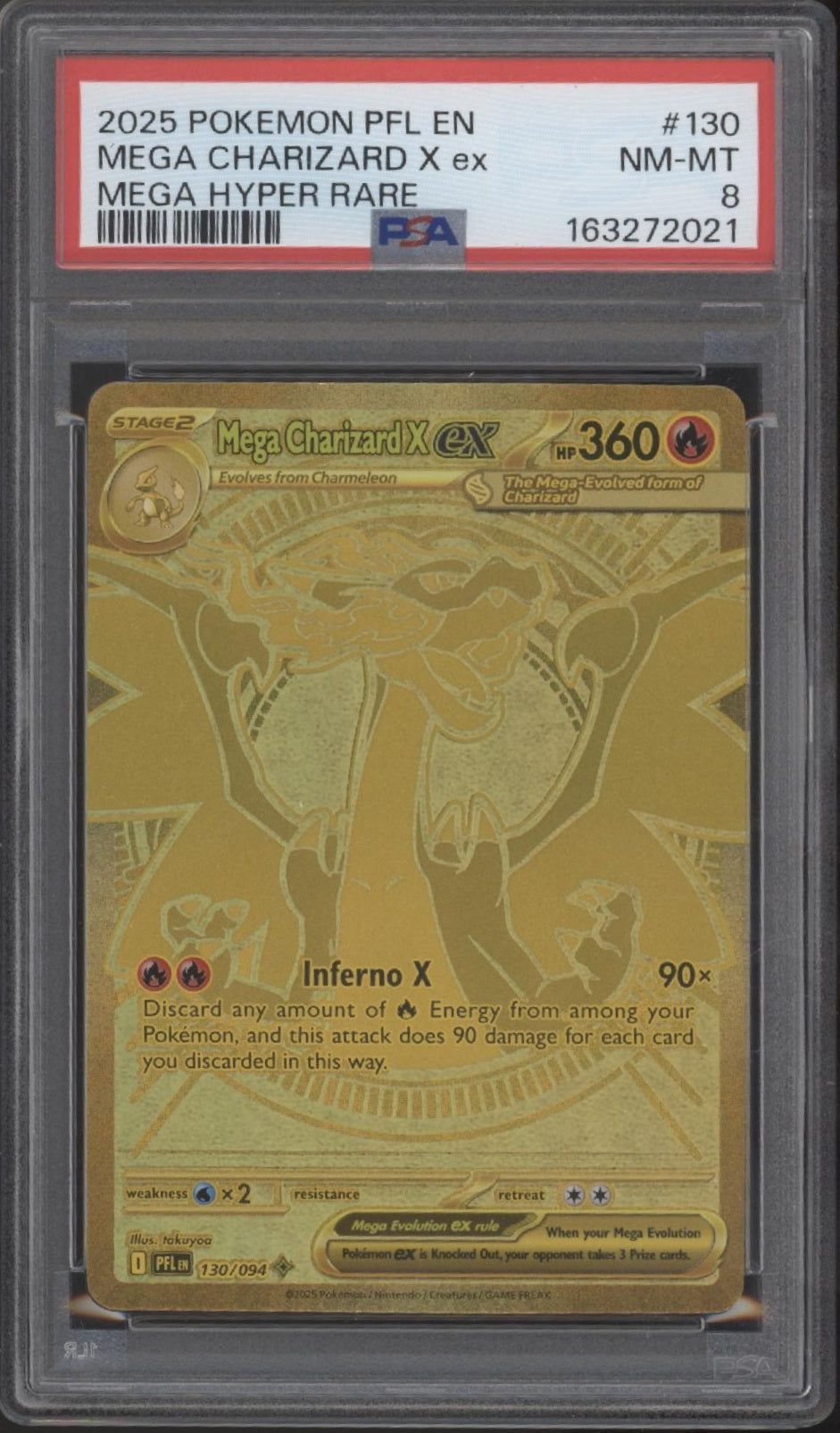 Mega Charizard X ex Pokemon Phantasmal Flames Mega Hyper Rare #130 PSA 8 #2