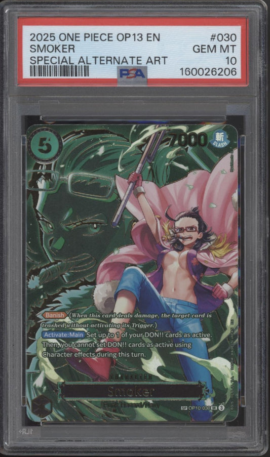 Smoker One Piece Card Game OP13 Special Alternate Art #030 PSA 10